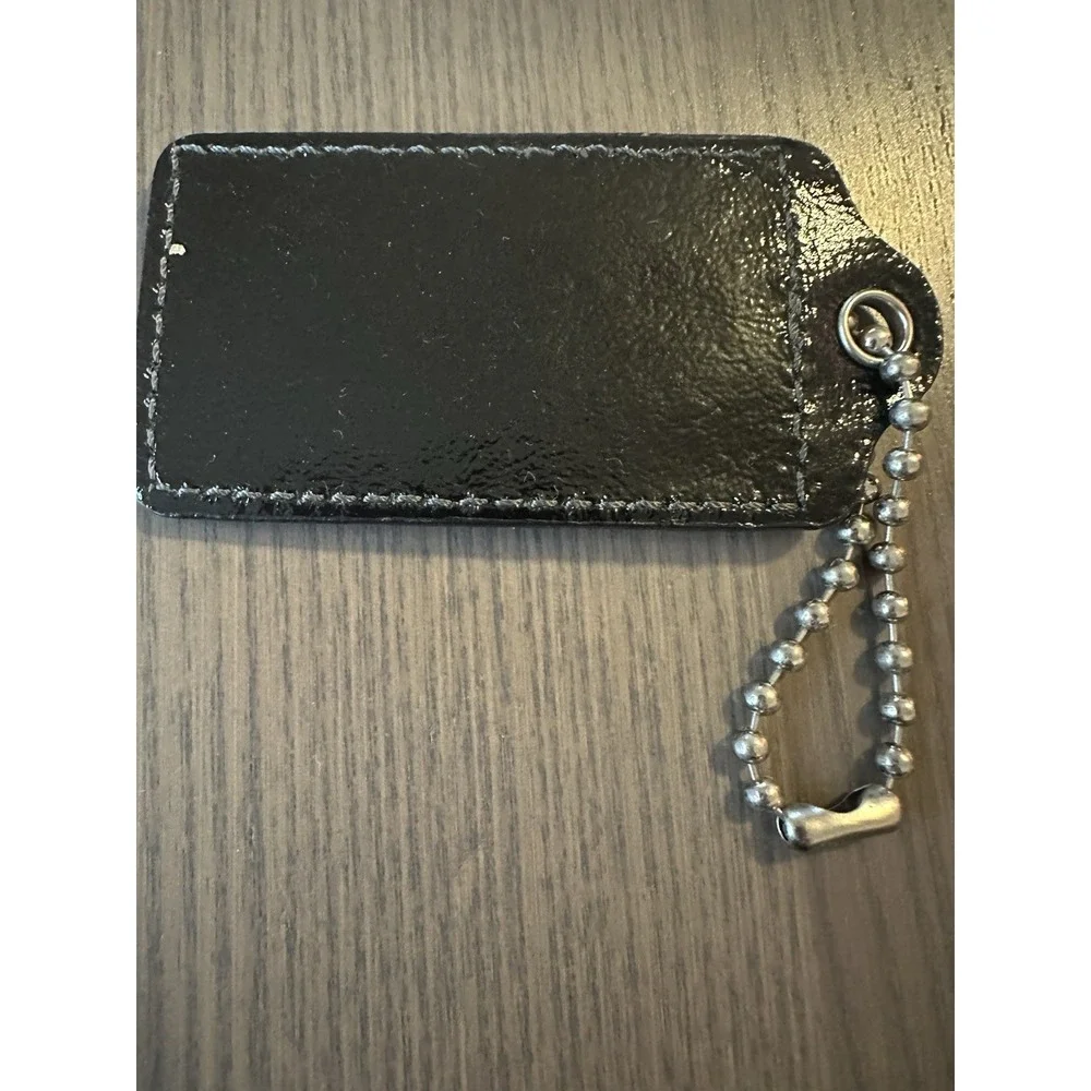 COACH Black Leather Silver Chain Replacement Purse Handbag Hang Tag Charm